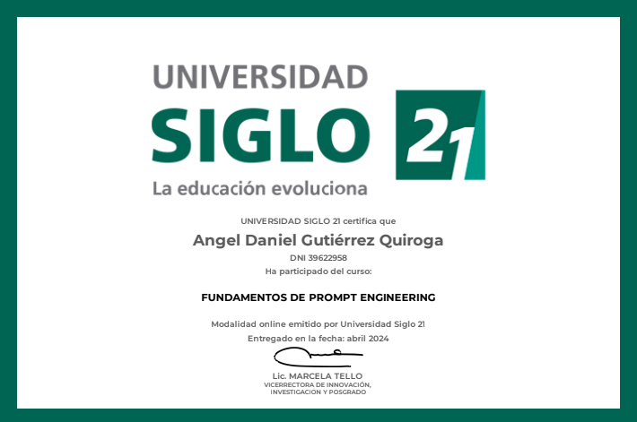 Certificado del curso Fundamentos de Prompt Engineering